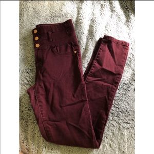 High Wasted Burgundy Jean